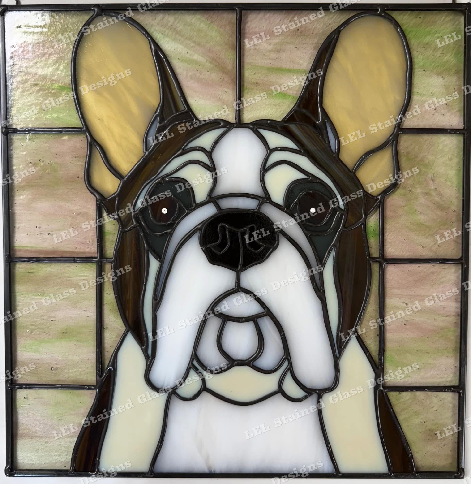 French bulldog stained glass pattern