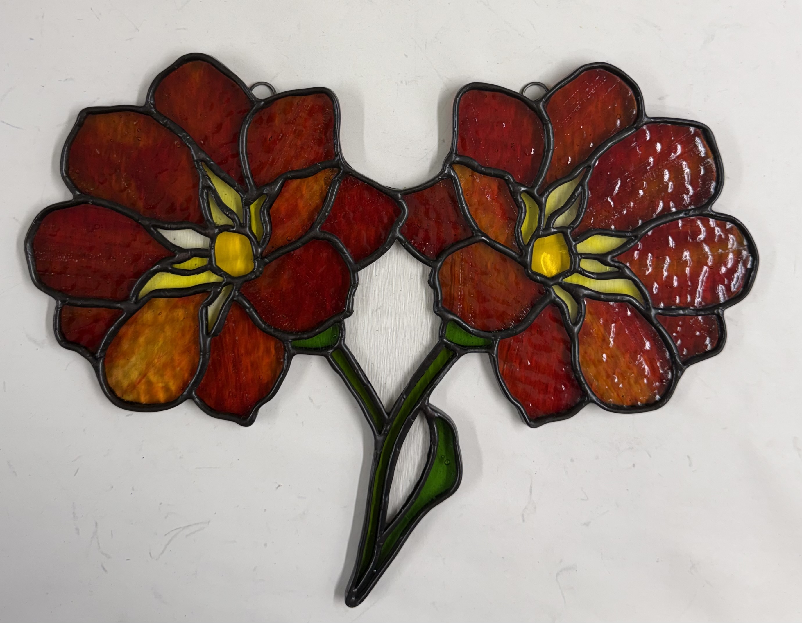 Red poppies stained glass pattern