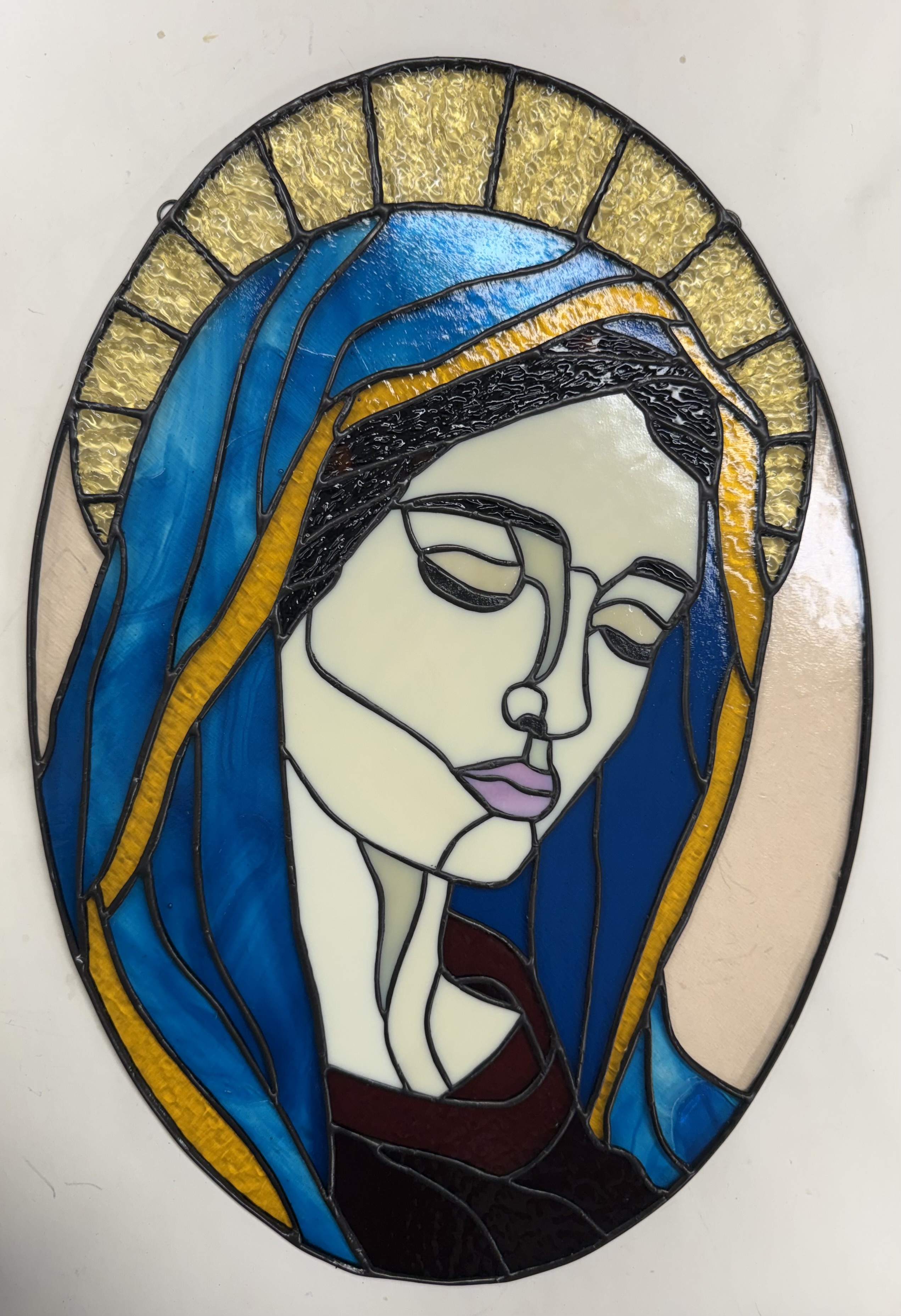 Virgin Mary stained glass pattern